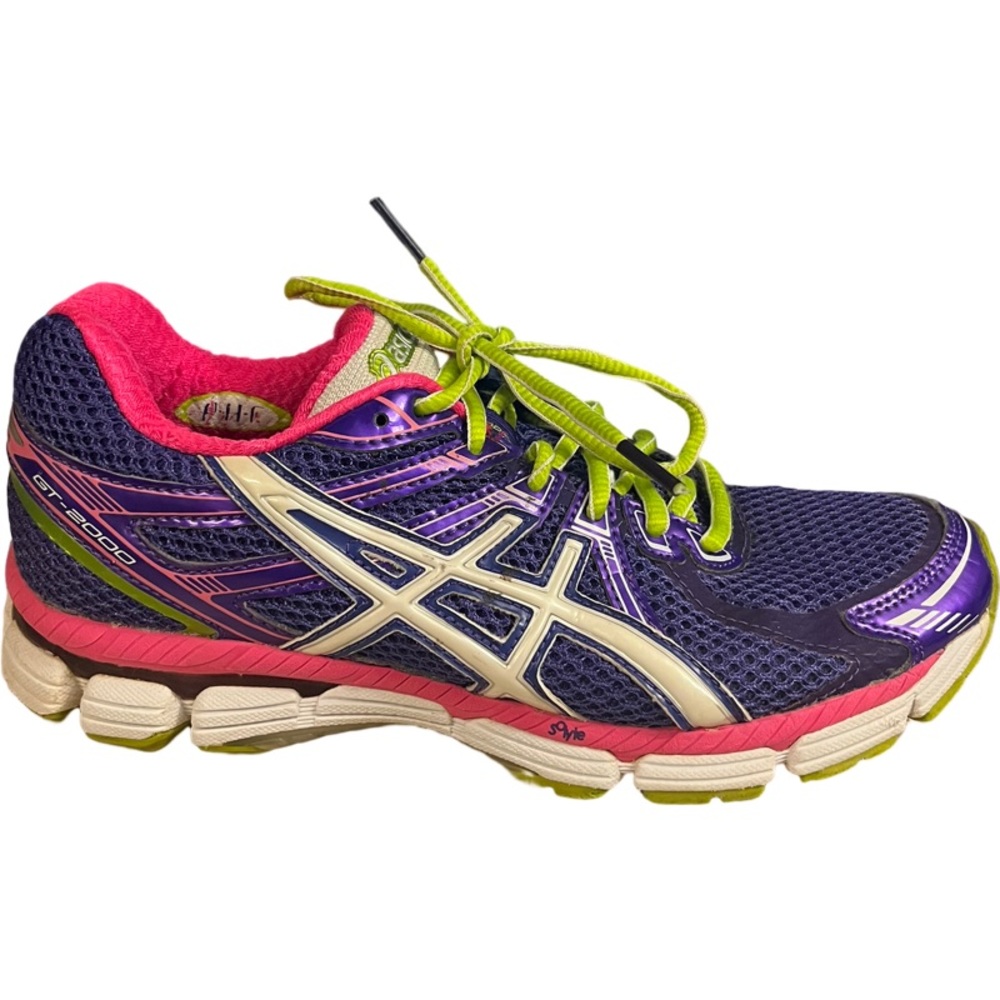 Asics GT 2000 Purple Pink Lime White Running Shoes Women's 7.5 T2K7N